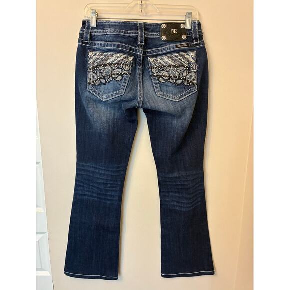 Miss Me Bootcut Jeans Dark Wash Blingy Rhinestone Y2K Size 27 - Picture 1 of 8